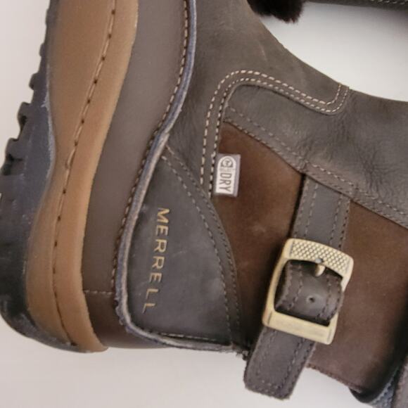 Merrell Decora Chant Waterproof Boots Womens 9 Mocha Winter Snow Boots Mid Calf - Picture 11 of 16